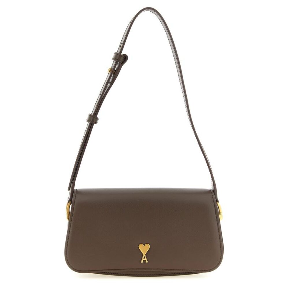 Ami Paris Brown Cowhide Shoulder Women's Bag